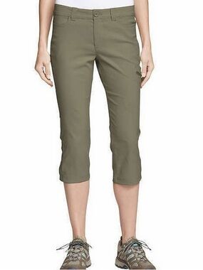 Eddie Bauer Olive Green Women's Rainier Cropped Cargo Pants